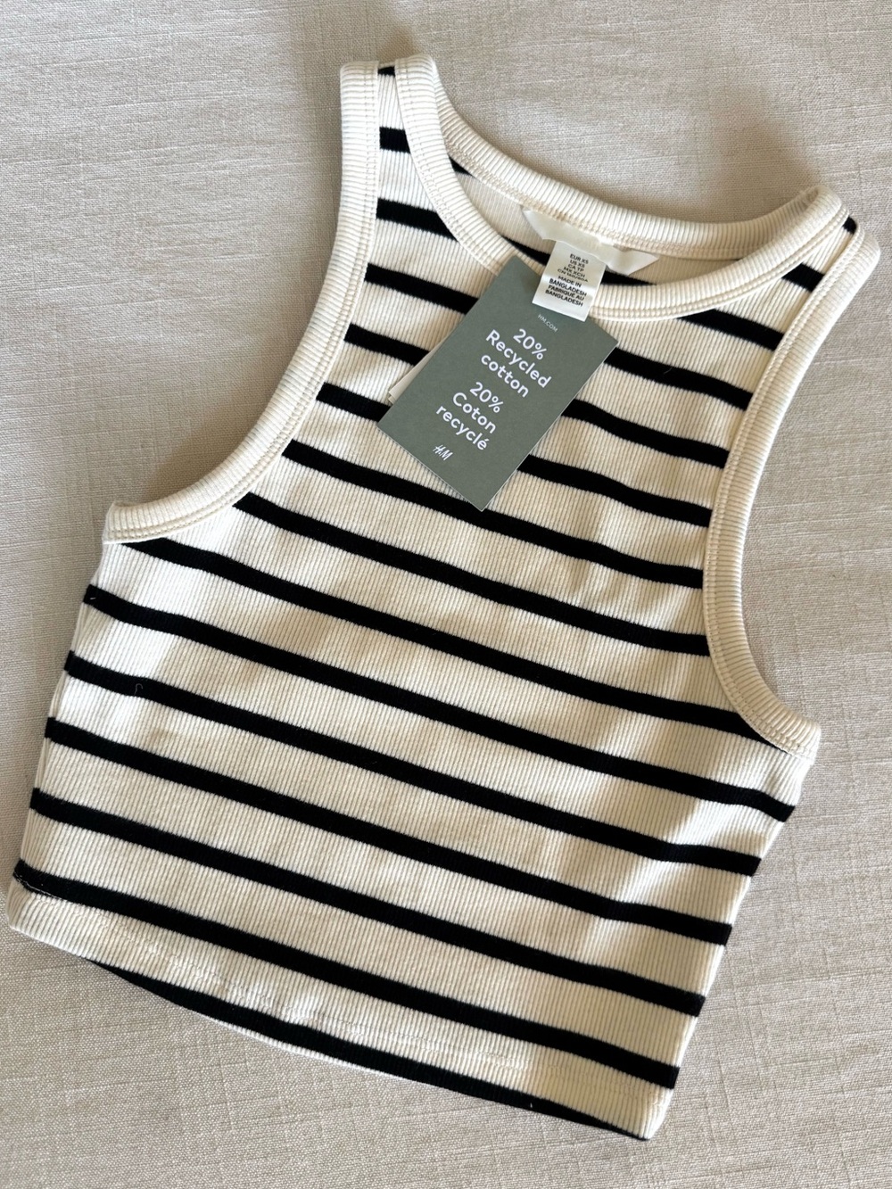 NWT H&M Striped Ribbed Tank Top - Black & Cream